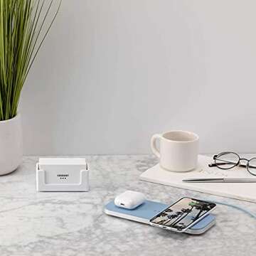 Classics Catch:2 Dual Wireless Charging Pad by Courant, Qi-Certified, Premium Italian Leather, Compatible with iPhone 13/13 Pro/13 Pro Max/12/SE/11, Galaxy S21/S20/Note, AirPods/Pro