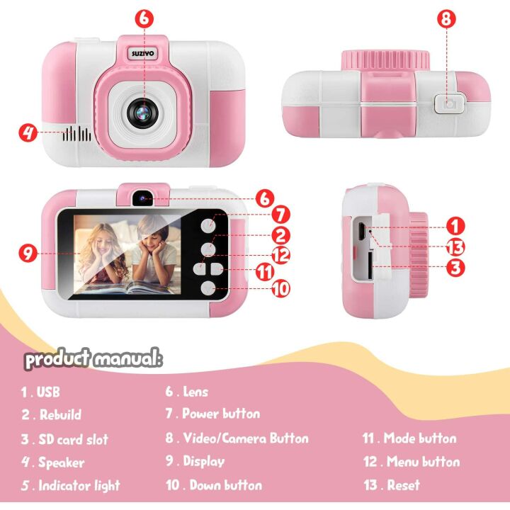 SUZIYO Kids Camera - 1080P Dual Lens for Children