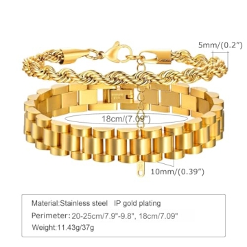 Stylish 2pcs Gold Chain Link Bracelet Set for Women