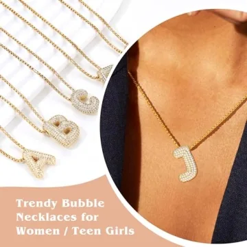 Initial Necklaces for Women, Gold Dainty Balloon Bubble Necklace Letter U Pendant CZ Women Gifts for Teen s Birthday Christmas Anniversary Jewelry