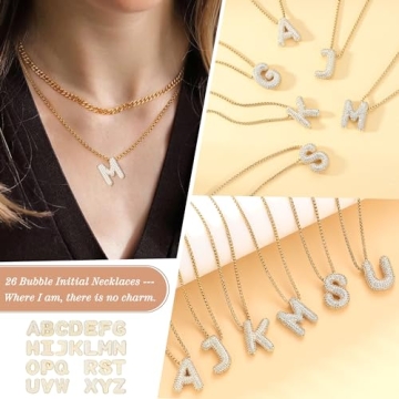 Initial Necklaces for Women, Gold Dainty Balloon Bubble Necklace Letter U Pendant CZ Women Gifts for Teen s Birthday Christmas Anniversary Jewelry