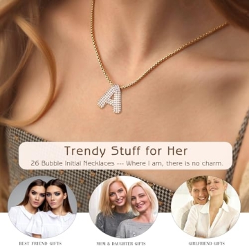 Initial Necklaces for Women, Gold Dainty Balloon Bubble Necklace Letter U Pendant CZ Women Gifts for Teen s Birthday Christmas Anniversary Jewelry
