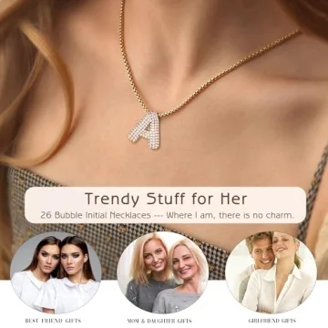 Initial Necklaces for Women, Gold Dainty Balloon Bubble Necklace Letter U Pendant CZ Women Gifts for Teen s Birthday Christmas Anniversary Jewelry