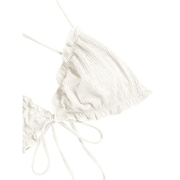 ZAFUL Women's Ruffle Bikini Two Piece Swimwear White Small