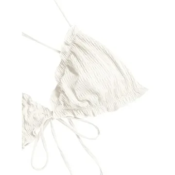 ZAFUL Women's Ruffle Bikini Two Piece Swimwear White Small
