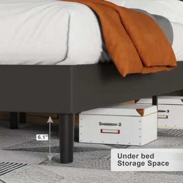 Flolinda Queen Size Velvet Bed Frame/Button Tufted Bed Frame with Headboard/Upholstered Platform Bed/Strong Wooden Slats/Fully Upholstered Mattress Foundation/No Box Spring Needed/Dark Grey