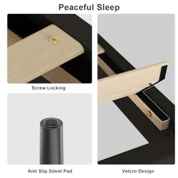 Flolinda Queen Size Velvet Bed Frame/Button Tufted Bed Frame with Headboard/Upholstered Platform Bed/Strong Wooden Slats/Fully Upholstered Mattress Foundation/No Box Spring Needed/Dark Grey