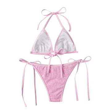 Glittery SweatyRocks Halter Triangle Bikini for Summer