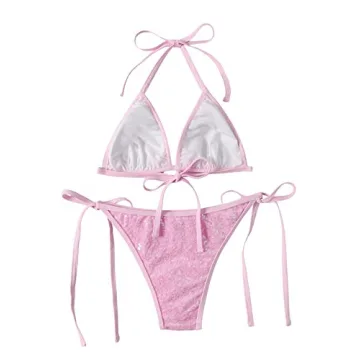 Glittery SweatyRocks Halter Triangle Bikini for Summer