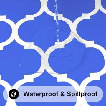 Smiry Rectangle Picnic Table Cover, Waterproof Elastic Fitted Camping Tablecloths for 6 Foot Tables, Wipeable Flannel Backed Vinyl Tablecloth Protector for Indoor, Outdoor (Blue, 30x72 Inches)