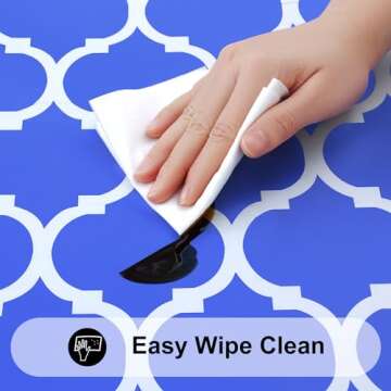 Smiry Rectangle Picnic Table Cover, Waterproof Elastic Fitted Camping Tablecloths for 6 Foot Tables, Wipeable Flannel Backed Vinyl Tablecloth Protector for Indoor, Outdoor (Blue, 30x72 Inches)