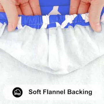 Smiry Rectangle Picnic Table Cover, Waterproof Elastic Fitted Camping Tablecloths for 6 Foot Tables, Wipeable Flannel Backed Vinyl Tablecloth Protector for Indoor, Outdoor (Blue, 30x72 Inches)