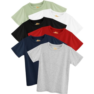 Boys Shirt 6 Pack, Kids Shirt for Boys Short Sleeve with Crew Neck, Soft Cotton Plain Boys Tee Shirt...