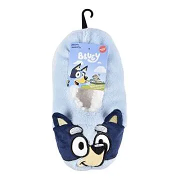 Bluey Girl's 1-Pack Snuggle Toe Plush Footlet Socks Slippers, Blue, Small/Medium