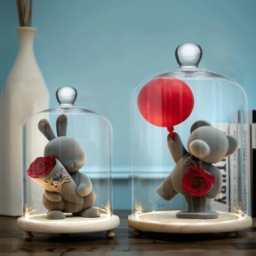 Elegant 4.72" Clear Glass Display Dome Cloche with Handle