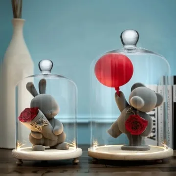 Elegant 4.72" Clear Glass Display Dome Cloche with Handle