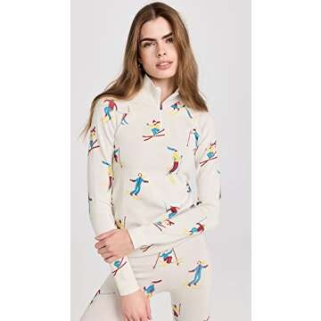 Stylish Sweaty Betty Ski Jacquard 1/2 Zip Base Layer Top for Women