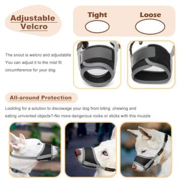 HEELE Dog Muzzle,Soft Nylon Muzzle Anti Biting Barking Chewing,Air Mesh Breathable Drinkable Adjustable Loop Pets Muzzle for Small Medium Large Dogs 4 Colors 4 Sizes