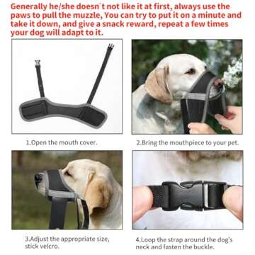HEELE Dog Muzzle,Soft Nylon Muzzle Anti Biting Barking Chewing,Air Mesh Breathable Drinkable Adjustable Loop Pets Muzzle for Small Medium Large Dogs 4 Colors 4 Sizes