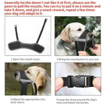 HEELE Dog Muzzle,Soft Nylon Muzzle Anti Biting Barking Chewing,Air Mesh Breathable Drinkable Adjustable Loop Pets Muzzle for Small Medium Large Dogs 4 Colors 4 Sizes