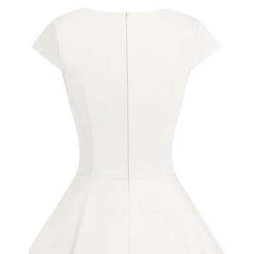 DRESSTELLS Women Classic Tea Dress 1950s Vintage Cocktail Dresses Sweetheart Neckline Swing Dresses with Cap Sleeves White M