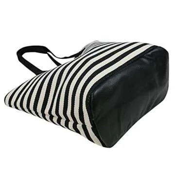 iwill CREATE PRO Large Women Canvas Shoulder Bag, Ladies Weekender Shopping Bag, Black