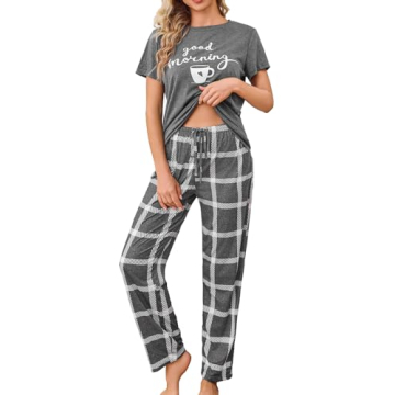 Comfortable Difficort Women's Pajama Set - Grey with Pockets