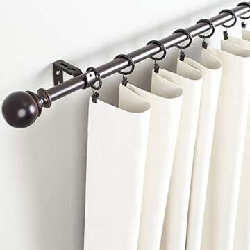 Premium Black Curtain Rings with Clips - Set of 40