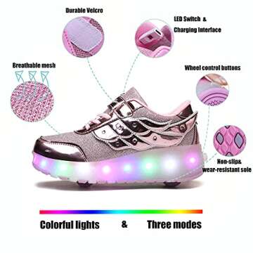 Nsasy Roller Shoes USB Charge Girls Boys Sneakers with Wheels LED Roller Skates Shoes