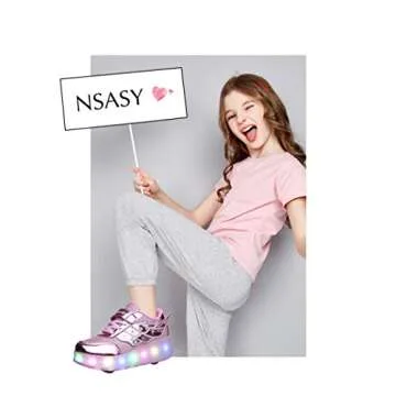 Nsasy Roller Shoes USB Charge Girls Boys Sneakers with Wheels LED Roller Skates Shoes