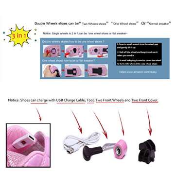 Nsasy Roller Shoes USB Charge Girls Boys Sneakers with Wheels LED Roller Skates Shoes