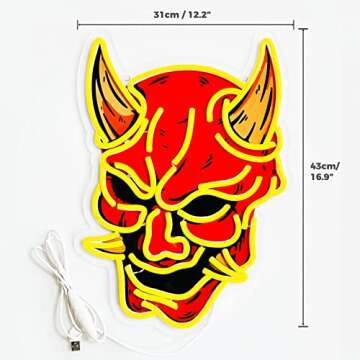 Hannya Mask Neon Sign - Vibrant LED Art for Unique Spaces and Occasions