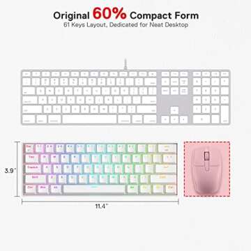 Redragon K530 Pro Draconic 60% Wireless RGB Mechanical Keyboard, BT/2.4Ghz/Wired 3-Mode 61 Keys Compact Gaming Keyboard w/Hot-Swap Socket, Free-Mod Plate Mounted PCB & Tactile Brown Switch