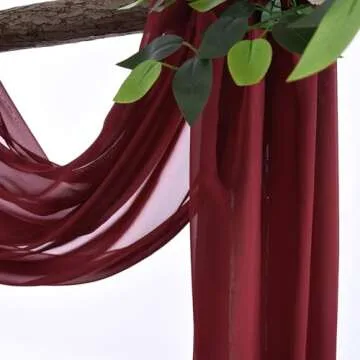 Elegant Wedding Arch Draping Fabric - 2 Burgundy Panels 18FT