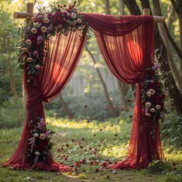 Elegant Wedding Arch Draping Fabric - 2 Burgundy Panels 18FT