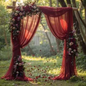 Elegant Wedding Arch Draping Fabric - 2 Burgundy Panels 18FT