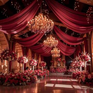 Elegant Wedding Arch Draping Fabric - 2 Burgundy Panels 18FT