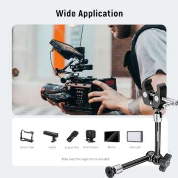 NEEWER 9.8"/25cm Adjustable Magic Arm with Super Clamp, 1/4" & 3/8" Threads, 1/4" Screws for Flash/LED Light/Microphone/Monitor, Compatible with SmallRig Camera Cage, Max Load: 4.4lb/2kg, ST25C