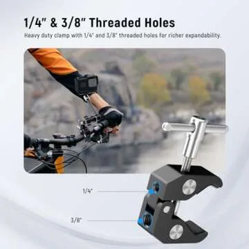 NEEWER 9.8"/25cm Adjustable Magic Arm with Super Clamp, 1/4" & 3/8" Threads, 1/4" Screws for Flash/LED Light/Microphone/Monitor, Compatible with SmallRig Camera Cage, Max Load: 4.4lb/2kg, ST25C