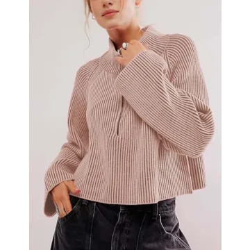 RIATOUR Women's Half Zip Pullover Sweater - Cozy Fall Style