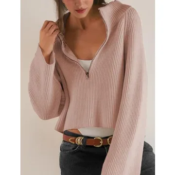 RIATOUR Women's Half Zip Pullover Sweater - Cozy Fall Style