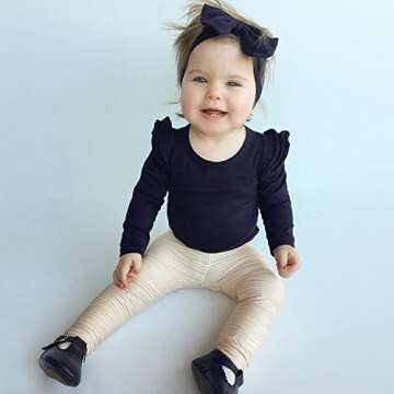 Minesiry Infant Baby Girl Basic Ruffle Long Sleeve Cotton Romper Bodysuit Tops Clothes (Black, 9-18 ...
