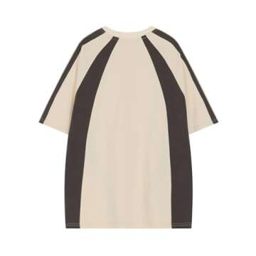 Aelfric Eden Oversized T-Shirt Streetwear Contrast Color Tee Unisex Vintage Beige Racing Tshirts Sum...