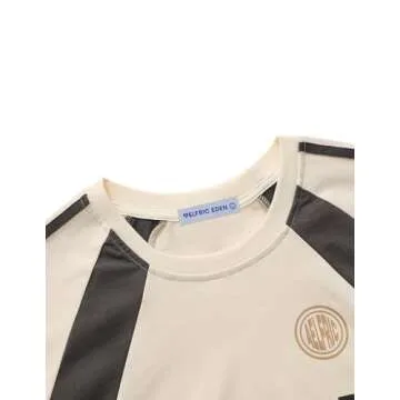 Aelfric Eden Oversized T-Shirt Streetwear Contrast Color Tee Unisex Vintage Beige Racing Tshirts Summer Baggy Tops