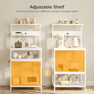 Stylish SUPERJARE Kitchen Bakers Rack with Power Outlet