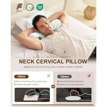 Cervical Neck Pillow, Memory Foam Pillows for Neck Pain Relief, Ergonomic Contour Cooling Pillow for...