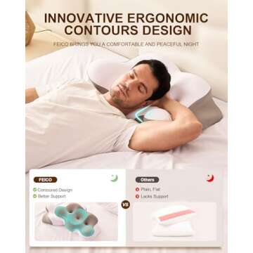 Cervical Neck Pillow, Memory Foam Pillows for Neck Pain Relief, Ergonomic Contour Cooling Pillow for Side Sleeper Pillow Adults & Stomach Sleepers Neck Shoulder Pillow (Gray, 24" L x 14" W)