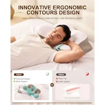 Cervical Neck Pillow, Memory Foam Pillows for Neck Pain Relief, Ergonomic Contour Cooling Pillow for Side Sleeper Pillow Adults & Stomach Sleepers Neck Shoulder Pillow (Gray, 24" L x 14" W)