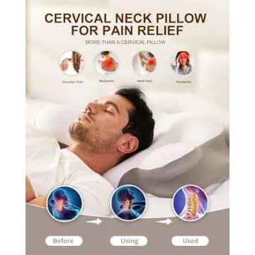 Cervical Neck Pillow, Memory Foam Pillows for Neck Pain Relief, Ergonomic Contour Cooling Pillow for Side Sleeper Pillow Adults & Stomach Sleepers Neck Shoulder Pillow (Gray, 24" L x 14" W)