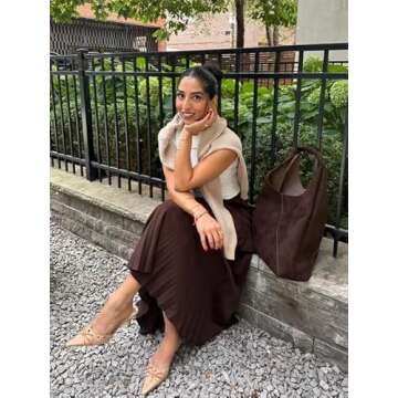 Riekhany Heeled Mules for Women Pointed Toe Suede Heels Bow Tie Slip On Pumps Nude